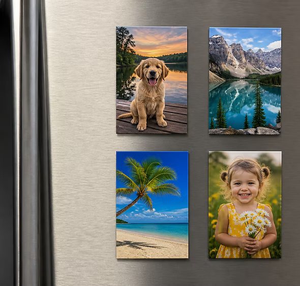 Four- 3"x 2" Photo Magnets